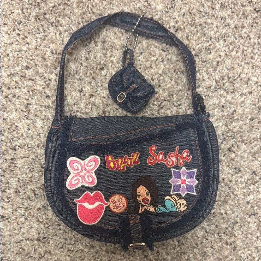 Bratz purse -Denim mini Shoulder Bag with Colorful Decorative Patches